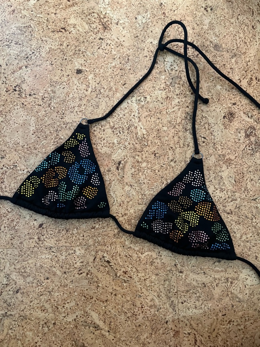 Victoria's Secret black jeweled bikini top Size XS